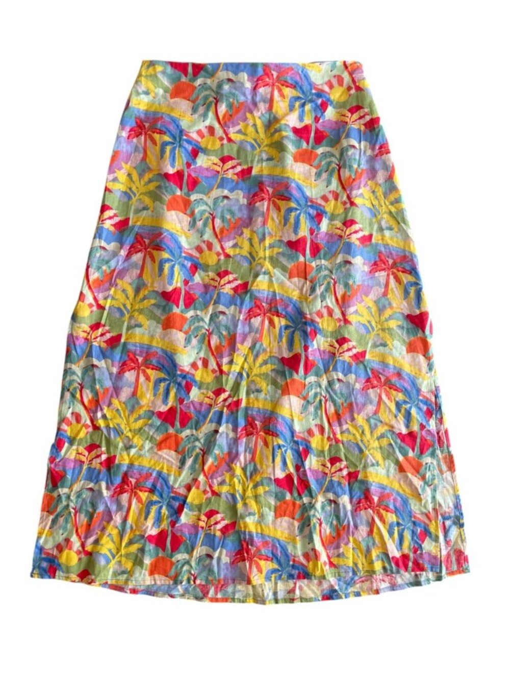 NWT Marine Layer Ryan Midi Slip Skirt Tropical Palm SZ 6 Vacation Wear - Picture 4 of 12